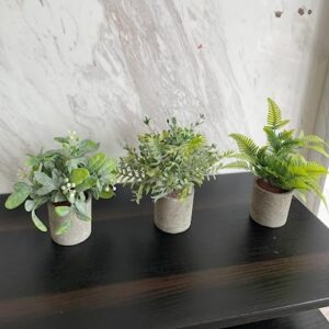 Daxi Events 3 Pack Mini Potted Artificial Plants,Fake Greenery Plants, Faux Plastic Plants Topiaries Indoor,Small Decor for Home Bathroom Farmhouse Office Room Desk Shelf Table Centerpieces