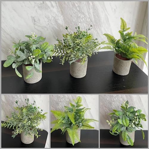 Daxi Events 3 Pack Mini Potted Artificial Plants,Fake Greenery Plants, Faux Plastic Plants Topiaries Indoor,Small Decor for Home Bathroom Farmhouse Office Room Desk Shelf Table Centerpieces