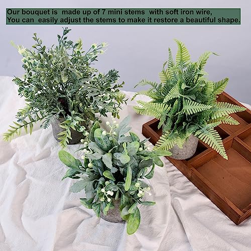 Daxi Events 3 Pack Mini Potted Artificial Plants,Fake Greenery Plants, Faux Plastic Plants Topiaries Indoor,Small Decor for Home Bathroom Farmhouse Office Room Desk Shelf Table Centerpieces