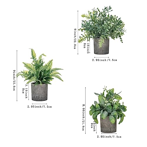 Daxi Events 3 Pack Mini Potted Artificial Plants,Fake Greenery Plants, Faux Plastic Plants Topiaries Indoor,Small Decor for Home Bathroom Farmhouse Office Room Desk Shelf Table Centerpieces