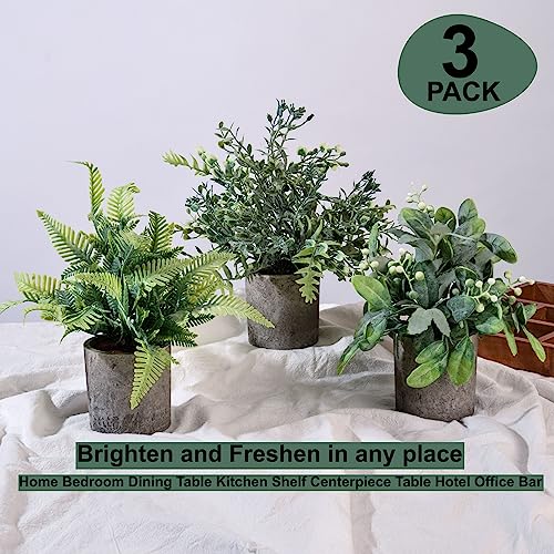 Daxi Events 3 Pack Mini Potted Artificial Plants,Fake Greenery Plants, Faux Plastic Plants Topiaries Indoor,Small Decor for Home Bathroom Farmhouse Office Room Desk Shelf Table Centerpieces