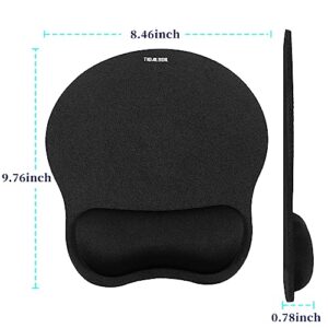 Ergonomic Mouse Pad with Wrist Support with Non-Slip PU Base, Pain Relief Memory Foam Mousepad for Office & Home, Black
