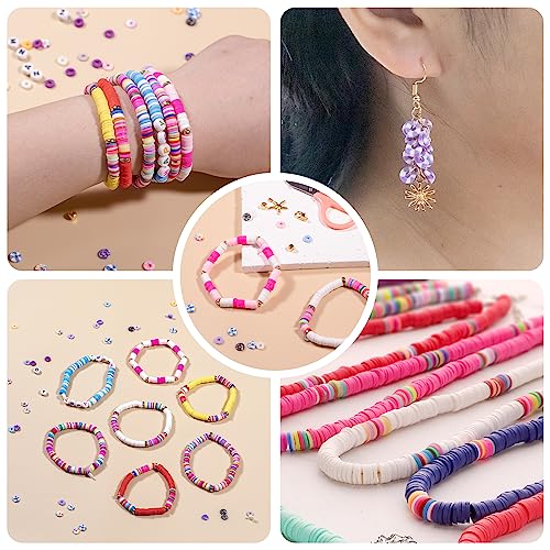 Ybxjges 22400Pcs Clay Beads Bracelet Making Kit,168 Colors Polymer Clay Beads Kit, Flat Heishi Beads for Girls 8-12, with Letter Beads Pendant Charms Kit for Preppy, Gifts, DIY Crafts