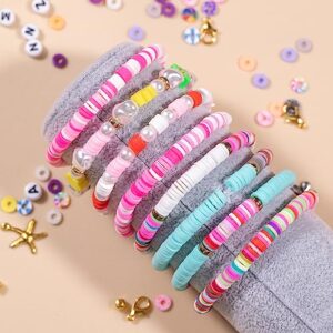 Ybxjges 22400Pcs Clay Beads Bracelet Making Kit,168 Colors Polymer Clay Beads Kit, Flat Heishi Beads for Girls 8-12, with Letter Beads Pendant Charms Kit for Preppy, Gifts, DIY Crafts