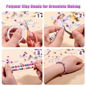 Ybxjges 22400Pcs Clay Beads Bracelet Making Kit,168 Colors Polymer Clay Beads Kit, Flat Heishi Beads for Girls 8-12, with Letter Beads Pendant Charms Kit for Preppy, Gifts, DIY Crafts