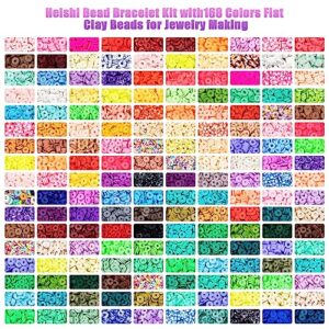 Ybxjges 22400Pcs Clay Beads Bracelet Making Kit,168 Colors Polymer Clay Beads Kit, Flat Heishi Beads for Girls 8-12, with Letter Beads Pendant Charms Kit for Preppy, Gifts, DIY Crafts