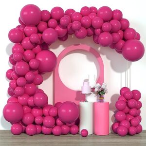hot pink balloons garland kit 105pcs 5/10/12/18 inch different sizes dark fuschia pink balloon arch for baby shower birthday party decorations