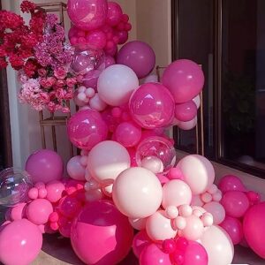 Hot Pink Balloons Garland Kit 105pcs 5/10/12/18 Inch Different Sizes Dark Fuschia Pink Balloon Arch for Baby Shower Birthday Party Decorations