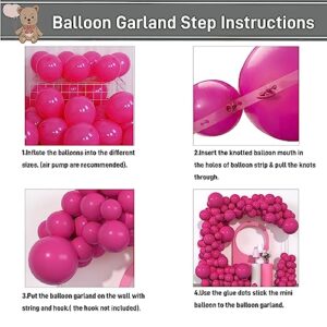 Hot Pink Balloons Garland Kit 105pcs 5/10/12/18 Inch Different Sizes Dark Fuschia Pink Balloon Arch for Baby Shower Birthday Party Decorations