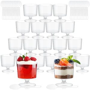 dandat 400 pcs 2 oz mini dessert cups with spoons clear plastic mousse cups with spoons footed trifle bowl with pedestal fruit parfait appetizer cups wine glasses for serving party wedding birthday
