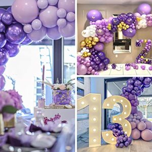 PartyWoo Metallic Purple Balloons, 130 pcs Purple Balloons Different Sizes Pack of 18 Inch 12 Inch 10 Inch 5 Inch for Balloon Garland as Birthday Decorations, Party Decorations, Wedding Decorations