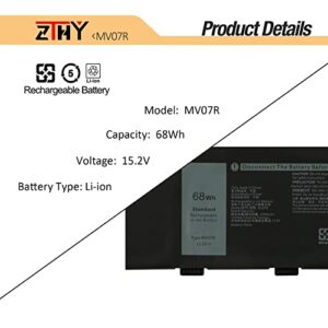 ZTHY MV07R Laptop Battery Replacement for Dell G3 15 3500 3590 3700 3790 G5 5500 5505 SE Series Notebook 72WGV 072WGV W5W19 0W5W19 JJRRD 0JJRRD PN1VN M4GWP 266J9 68Wh 15.2V 4250mAh 4-Cell