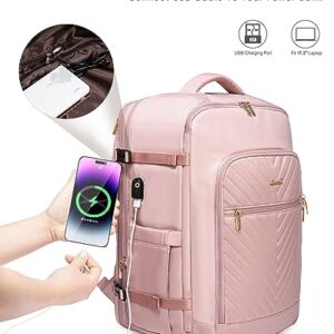 LOVEVOOK Large Laptop Backpack Women,Expandable 30-40L Travel Backpack,Carry On Backpack Flight Approved with Toiletry Bag,Waterproof Backpack Fit 17.3 Inch with USB Charging Port Shoes Compartment