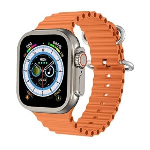 new hk8 pro max smart watch ultra series 8 amoled screen 49mm 2.12 inch compass nfc high refresh rate smartwatch men sport watch (orange)