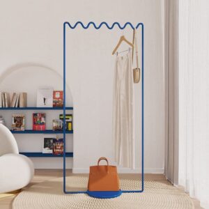 craftthink metal clothing rack, modern simple clothes garment coat rack clothing stand hanger with base for bedroom home hotel hall (31.5" l x 14" w x 66" h) blue