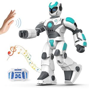 vatos remote control robot for kids extra large, 15.4" programmable rc robot toy with sing dance, gesture sensing & voice control smart robot, rechargeable robot for toddler boys girls 3 4 5 6 8+