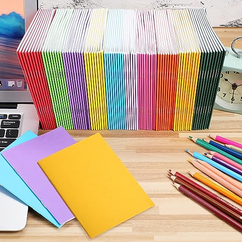 Yeaqee 200 Pcs Pocket Notebook Bulk, 4 x 5.5 In, 40 Pages, Colorful Travel Journal Set Small Pocket Notebooks for Kids Blank Memo Mini Sketchbook Unlined Notepads Books 10 Colors for Students