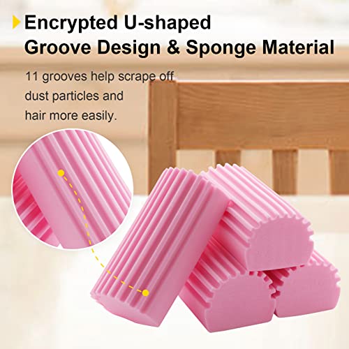 Jeymei 4-Pack Damp Clean Duster Sponge, Sponge Cleaning Brush, Duster for Cleaning Blinds, Glass, Baseboards, Vents, Railings, Mirrors, Window Track Grooves and Faucets Non-Scratch Sponges Pink