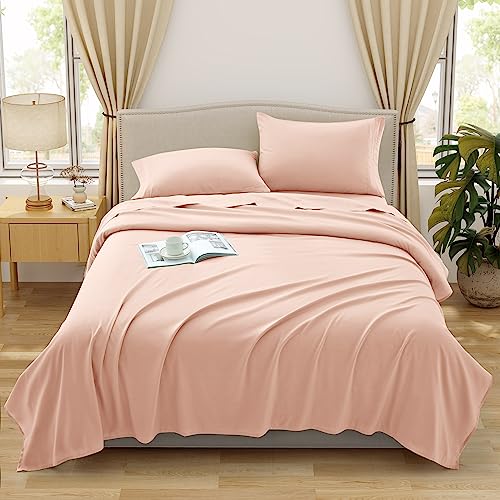 Vonty 4 Piece Full Sheet Set - Luxury Brushed Microfiber Sheets, Blush Pink Bed Sheets Set - 1200 Thread Count Sheets - Cooling and Wrinkle Resistant Bedding Sheets & Pillowcases with Deep Pocket