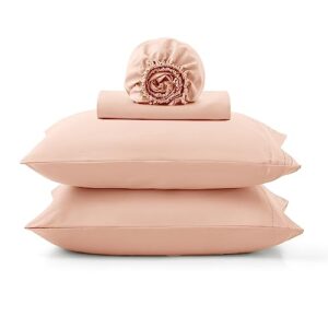 Vonty 4 Piece Full Sheet Set - Luxury Brushed Microfiber Sheets, Blush Pink Bed Sheets Set - 1200 Thread Count Sheets - Cooling and Wrinkle Resistant Bedding Sheets & Pillowcases with Deep Pocket