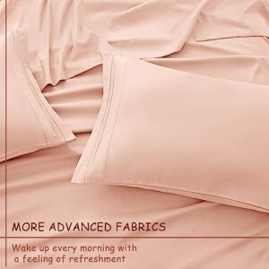 Vonty 4 Piece Full Sheet Set - Luxury Brushed Microfiber Sheets, Blush Pink Bed Sheets Set - 1200 Thread Count Sheets - Cooling and Wrinkle Resistant Bedding Sheets & Pillowcases with Deep Pocket