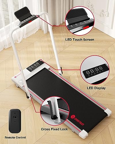 DeerRun Under Desk Treadmills for Home - Walking Pad - 2 in 1 Foldable Walking Treadmill - Portable Desk Treadmill for Small Space - Mini Folding Running Machine for Home Clearance