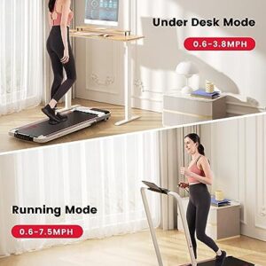 DeerRun Under Desk Treadmills for Home - Walking Pad - 2 in 1 Foldable Walking Treadmill - Portable Desk Treadmill for Small Space - Mini Folding Running Machine for Home Clearance