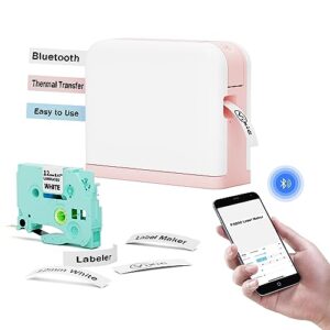 vixic label maker - pink label makers machine with tape p3200, bluetooth label maker and sticker printer portable for home office school organization small business, easy to use,usb-c rechargeable