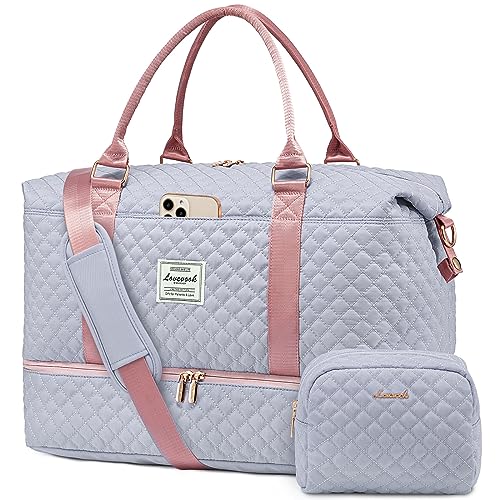 LOVEVOOK Travel Duffle Bag, Weekender Bags for Women with Shoe Compartment, Carry on Overnight Bag with Toiletry Bag, Gym Duffel Bag with Wet Pocket, Hospital Bags for Labor and Delivery