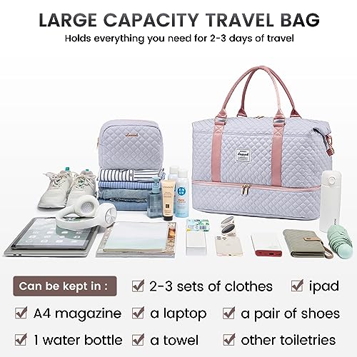 LOVEVOOK Travel Duffle Bag, Weekender Bags for Women with Shoe Compartment, Carry on Overnight Bag with Toiletry Bag, Gym Duffel Bag with Wet Pocket, Hospital Bags for Labor and Delivery