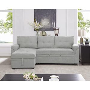 perry modern sectional sleeper sofa with pull out bed, reversible sleeper sectional sofa bed, best sleeper sofa couch with 168l storage, l-shape pull out couch bed sleeper sofa - gray,velvet