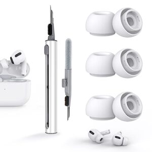 [3-pair] replacement ear tips for airpods pro & airpods pro 2nd generation with noise reduction holewith and cleaner kit,cleaning pen for airpods 1 2 3 pro/pro 2nd,(medium - m)