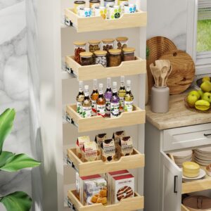 LOVMOR Soft Close Wood Pull Out Cabinet Organizer 22½” W x 10 ³/₁₀” D, Slide Out Cabinet Organizer with Full Extension Rail Slides Pull Out Drawer for Wall Cabinets and Pantry