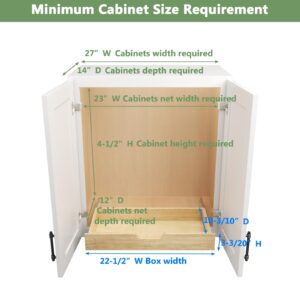 LOVMOR Soft Close Wood Pull Out Cabinet Organizer 22½” W x 10 ³/₁₀” D, Slide Out Cabinet Organizer with Full Extension Rail Slides Pull Out Drawer for Wall Cabinets and Pantry