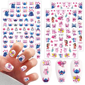 cute nail art stickers decals 3d self adhesive cute cartoon nail stickers designer nail stickers cute nail art charm anime nail decals cartoon nail stickers for women girls nail decoration 4 sheets