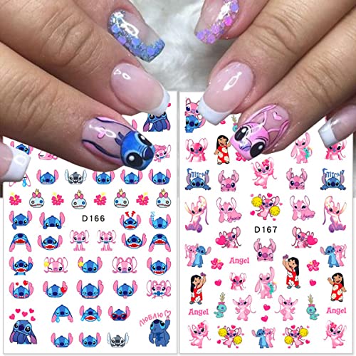 Cute Nail Art Stickers Decals 3D Self Adhesive Cute Cartoon Nail Stickers Designer Nail Stickers Cute Nail Art Charm Anime Nail Decals Cartoon Nail Stickers for Women Girls Nail Decoration 4 Sheets