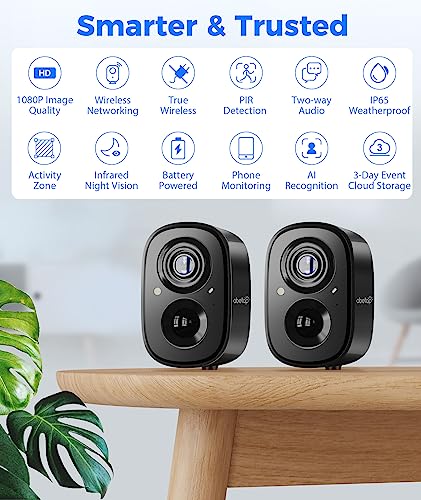 Security Cameras Wireless Outdoor, 1080P Outdoor Cameras for Home Security w/ Color Night Vision, AI/PIR Detection, 2-Way Audio, Cloud/SD, Weatherproof, Battery Powered WiFi Camera Outdoor Wireless