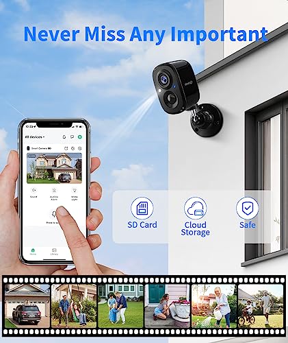 Security Cameras Wireless Outdoor, 1080P Outdoor Cameras for Home Security w/ Color Night Vision, AI/PIR Detection, 2-Way Audio, Cloud/SD, Weatherproof, Battery Powered WiFi Camera Outdoor Wireless