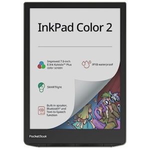 pocketbook inkpad color 2 e-book reader | enhanced 7.8'' color e-paper e-ink screen | eye-friendly e-reader for comics | smartlight | audiobooks & text-to-speech | bluetooth® & built-in speaker