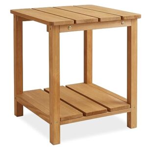 casafield adirondack side table, cedar wood outdoor end table with shelf for patio, deck, lawn and garden - natural