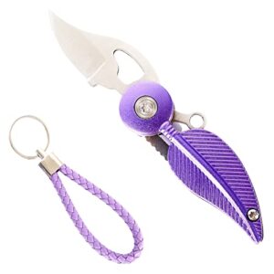 swbiying pocket knives & folding knives,small pocket knife set,mini pocket knife for women,edc knife with chain,cool knives,cool gadgets,cute key accessories(purple)