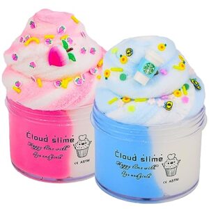 poaowsia 2 pack cloud slime kit, diy stress relief toy fluffy slime, surprise slime making kit, birthday gifts for girls boys