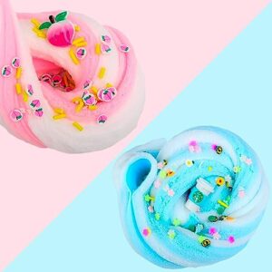 Poaowsia 2 Pack Cloud Slime Kit, DIY Stress Relief Toy Fluffy Slime, Surprise Slime Making Kit, Birthday Gifts for Girls Boys