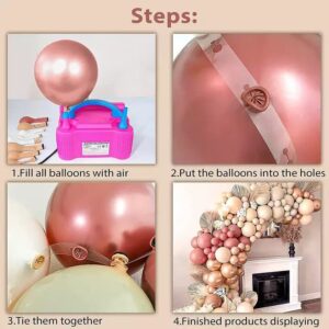 162 piece Dusty Retro Colors Balloon Arch double stuffed with a balloon arch garland kit, Retro Dusty Pink, Retro Apricot, Matte cream peach and chrome rose gold