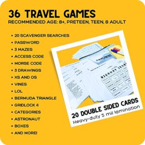 Travel Games For Families: Highway Game, 36 Unique Games, Reusable Laminated Cards with Dry Erase Markers, Kid Scavenger Hunt Game, Multiplayer Games for Kids, Car and Airplane Approved