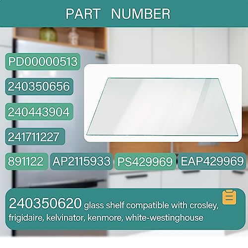 240350620 Glass Shelf 23.67in*16.14in Compatible with crosley, frigidaire, kelvinator, kenmore, white-westinghouse Refrigerator,Replaces PD00000513, 240350656, 240443904, 241711227, 891122, AP2115933