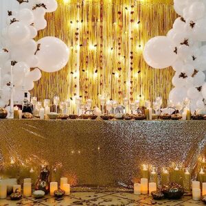 3 Pack Gold Foil Fringe Backdrop Curtains，3.3 ft x 8.2 ft Gold Door Streamers ，Gold foil Fringe Curtain Backdrop,for Photo Background Party Decorations, Graduation Decorations