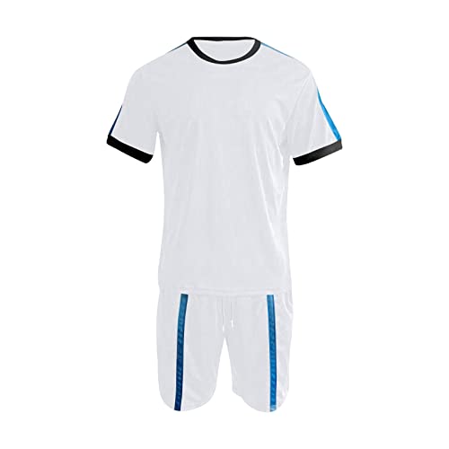 Resort Wear for Men 2023 Mens Shirt and Short Sets 2023 Spring/summer Menswear Short Combo Blue Set with Throwers Tool Gifts for Men Short Circuit Tshirt Muslim Clothing for Men Running Tights for Men