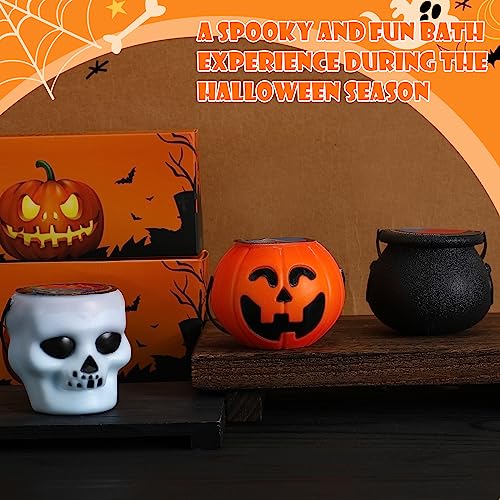 Tanlade 12 Pcs Halloween Bath Bombs Gift for Kids Set 5 oz Witches Brew Cauldrons Pumpkin Skull Bath Bombs Scary Gift Set Bath Bombs for Dry Skin Fizzies Spa Kit