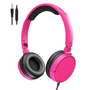 auoua life on music headphones with microphone, lightweight and folding wired 3.5mm stereo headsets for kids teens, adjustable headband stereo headset for computer ipad android phone